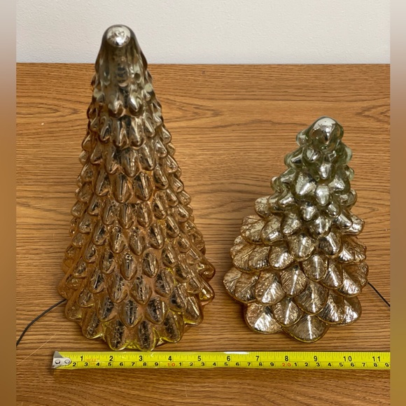 Gold to Silver Ombre LED Glass Christmas Trees - Picture 7 of 11